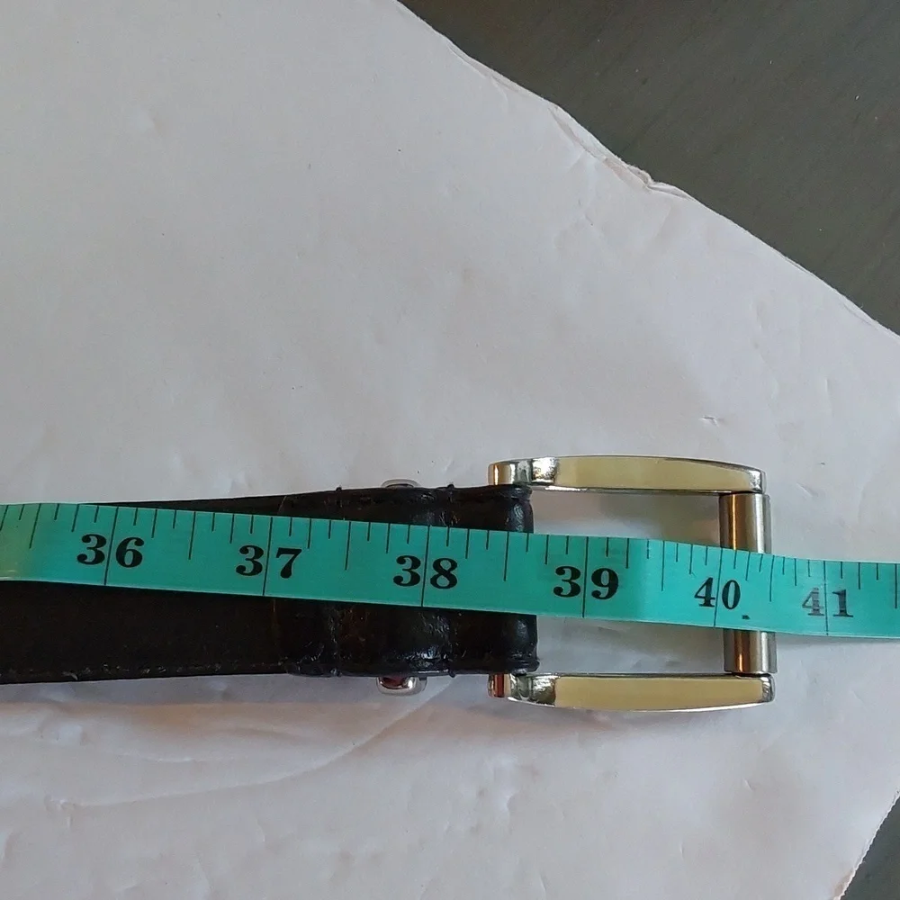 MENS Dockers Belt Premium leather Silver TIP/ Silver Buckle  Minimalist Sz.34